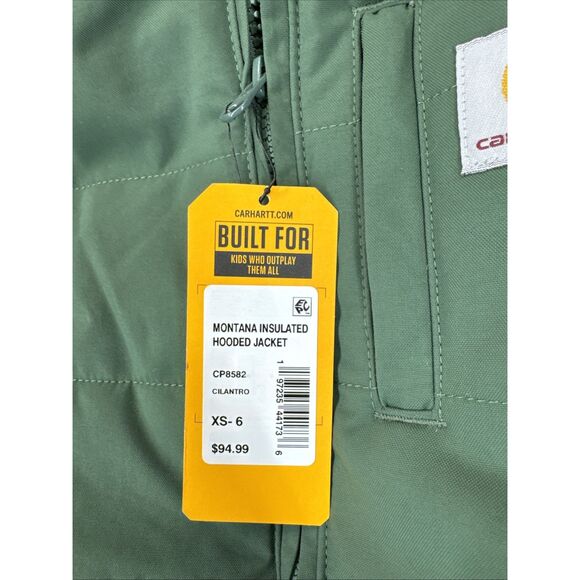 Carhartt Boys’ Montana Insulated Hooded Jacket Green NWT Size XS / 6 MSRP $95 - Picture 4 of 6